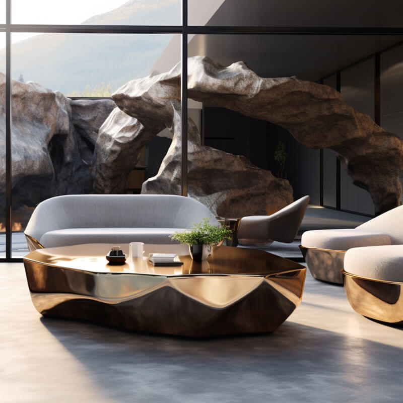 Gold Stainless Steel Art Tea Table