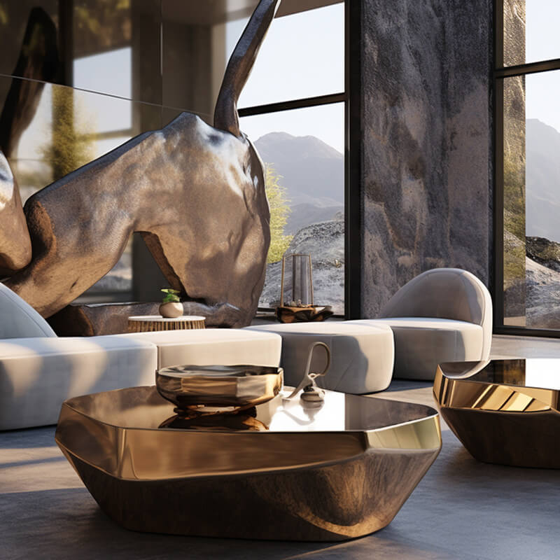 Gold Stainless Steel Art Tea Table