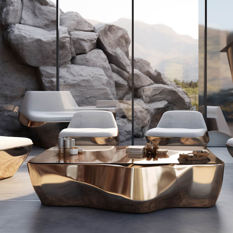 Gold Stainless Steel Art Tea Table