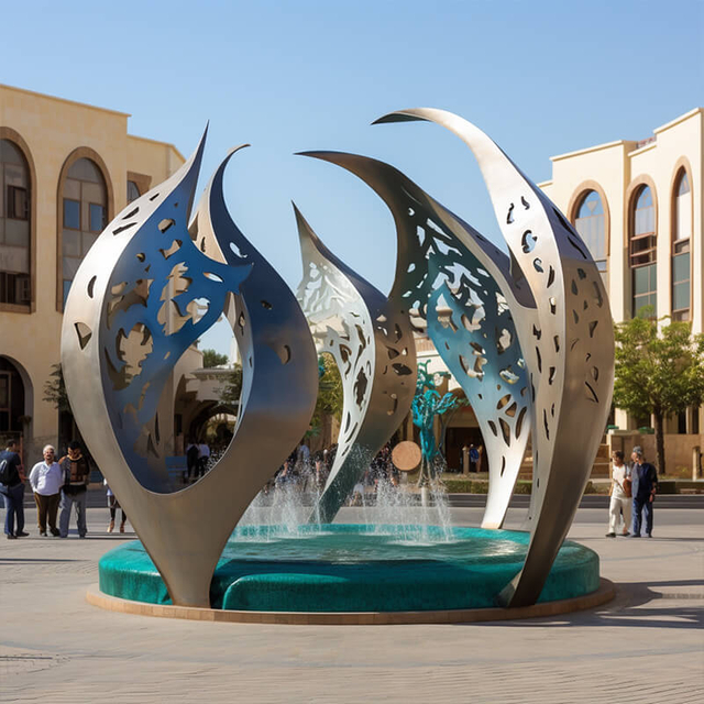 Stainless Steel Fountain Sculpture for Public Art Decoration