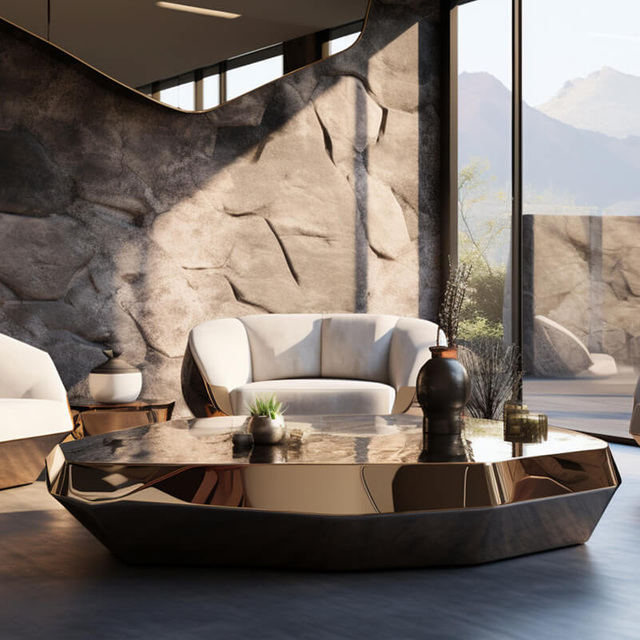 Gold Stainless Steel Art Tea Table