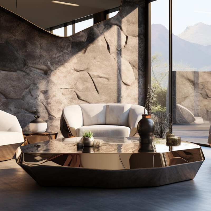 Gold Stainless Steel Art Tea Table