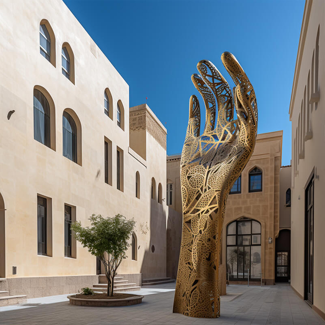 Hollow Hand-shaped Urban Art Metal Sculpture