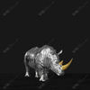 Two - Horned Rhino Sculpture in A Bowed - Head Pose