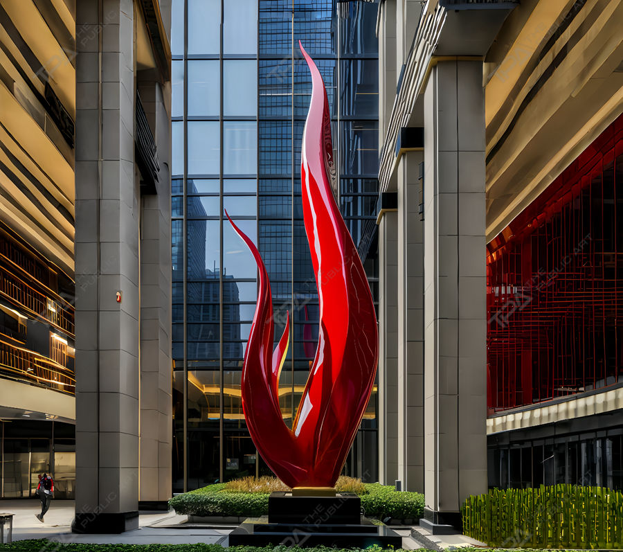 spray painted flame sculpture