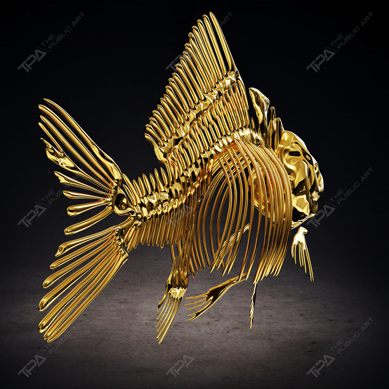Stainless Steel Fish Skeleton Sculpture