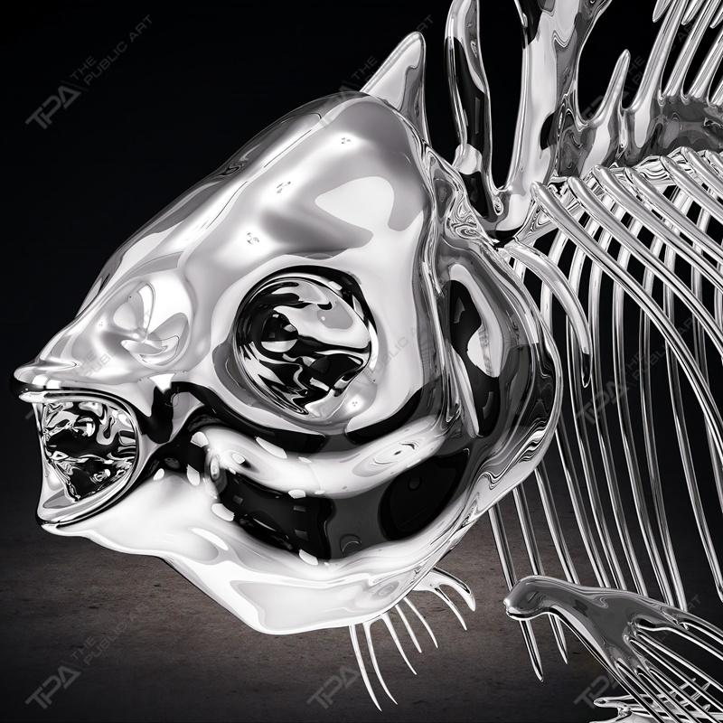 Stainless Steel Fish Skeleton Sculpture