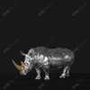 Two - Horned Rhino Sculpture in A Bowed - Head Pose