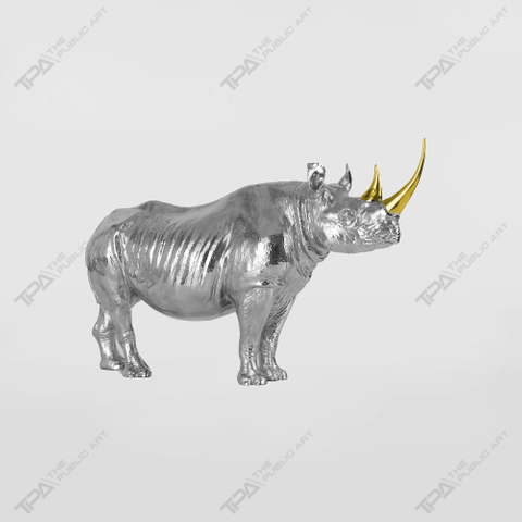 Two-horned Rhinoceros Art Sculpture