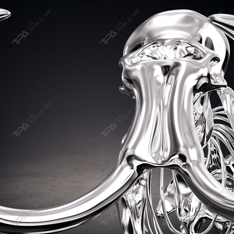 stainless steel elephant skeleton sculpture