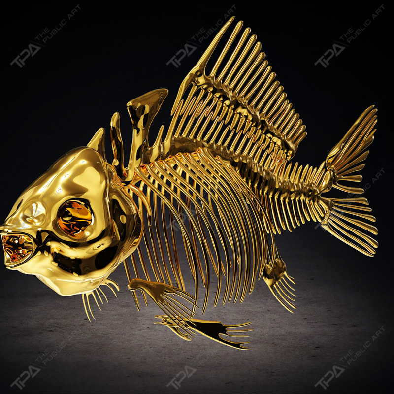 Stainless Steel Fish Skeleton Sculpture
