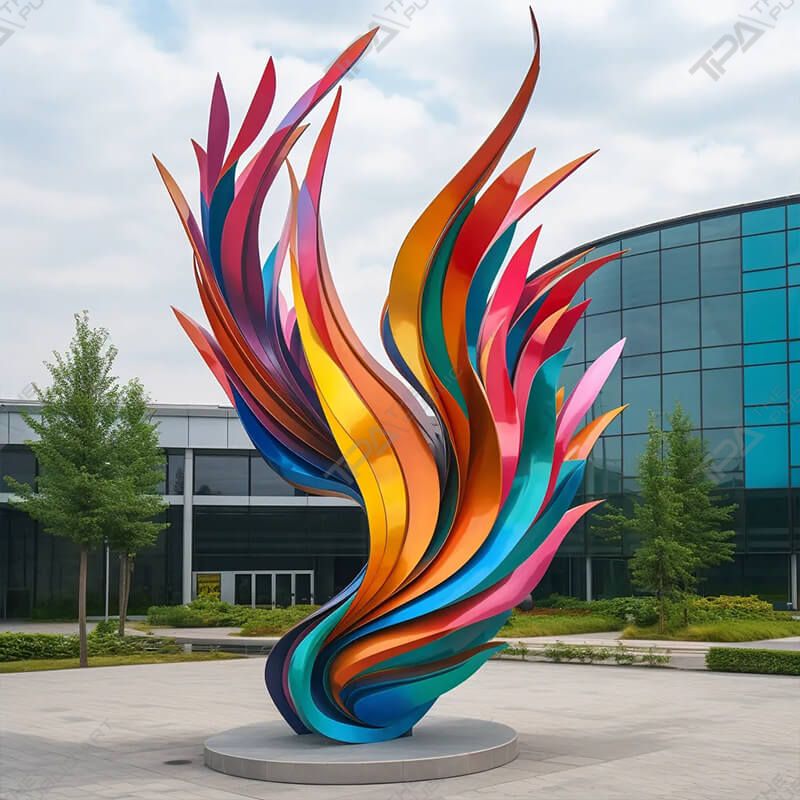 colored stainless steel urban sculpture