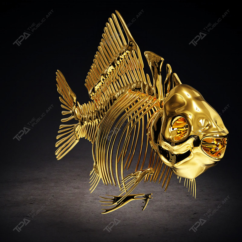 Stainless Steel Fish Skeleton Sculpture
