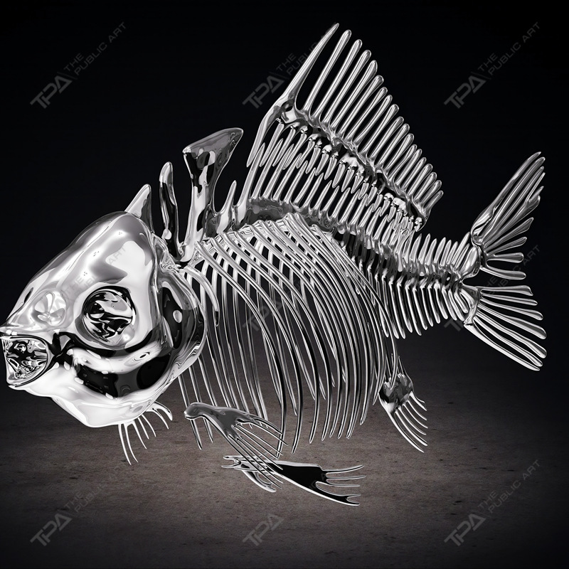 Stainless Steel Fish Skeleton Sculpture