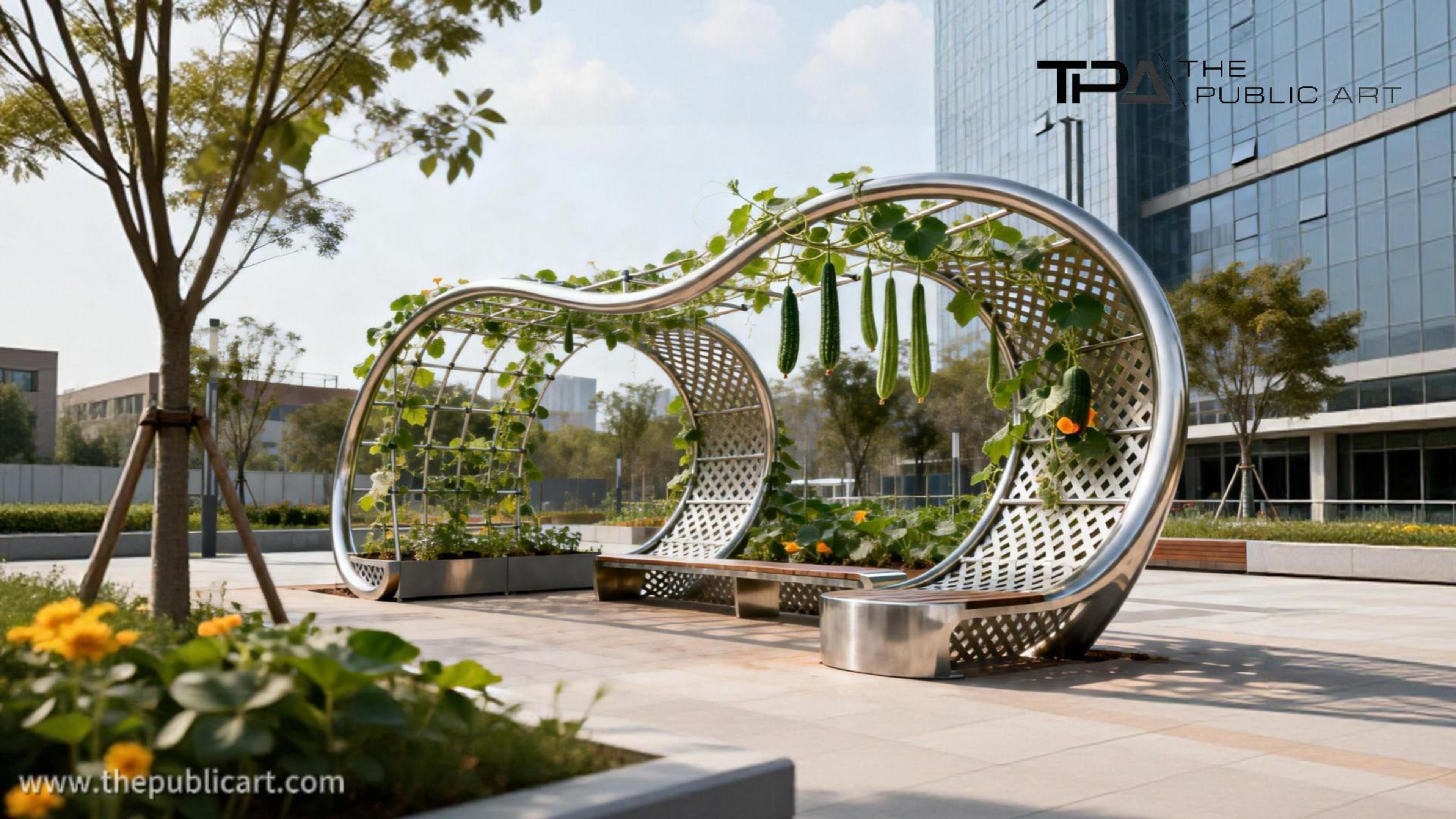 Vine Shaped Bench for Public Decor and have Practicality