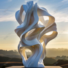 Stainless Steel Urban Sculpture White Voile