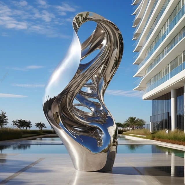 mirror polishing outdoor stainless steel sculpture