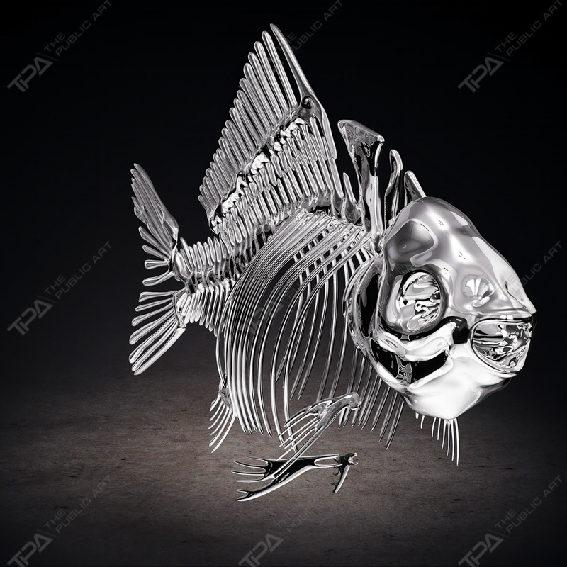 Stainless Steel Fish Skeleton Sculpture